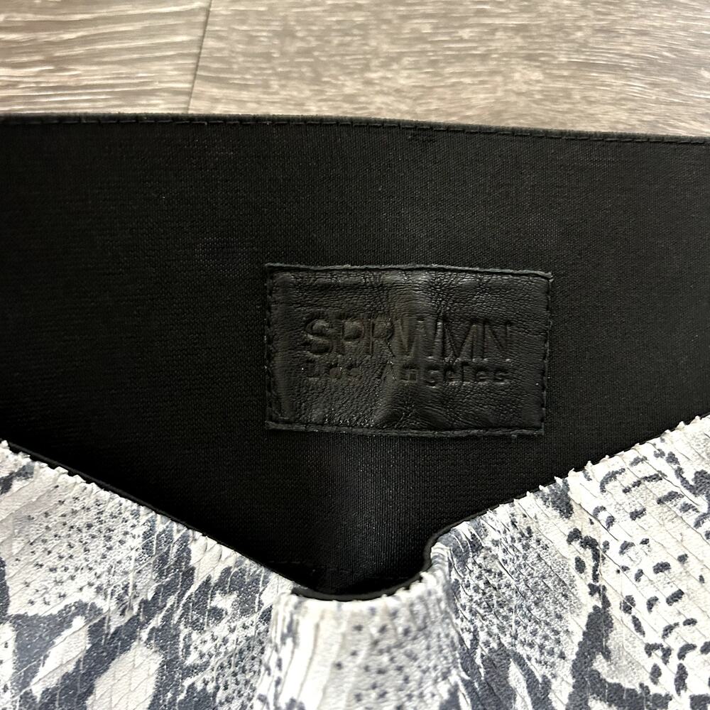 SPRWMN High Waist 3/4 Leather Leggings Gray Snake Print 100% Lambskin Size Large - Picture 5 of 16